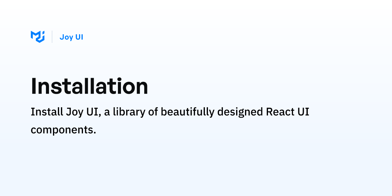 Installation - Joy UI